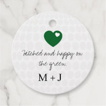 'Hitched and Happy on the Green' Wedding Favor 