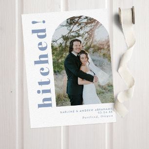 Hitched Arch Photo Dusty Blue Bröllop Elopement Meddelande