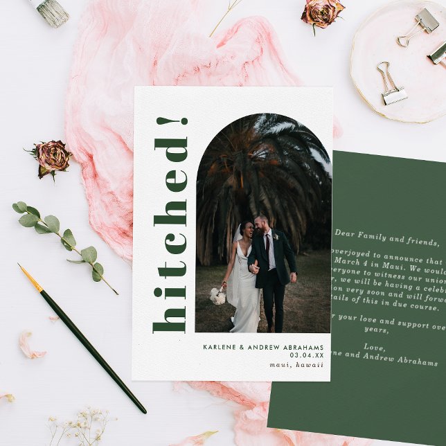 Hitched Arch Photo Typography Bröllop Elopement Meddelande (Skapare uppladdad)