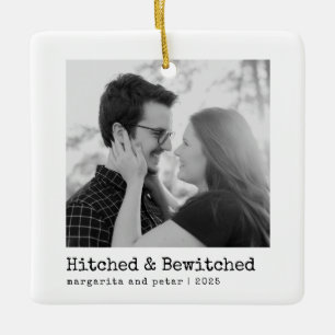 Hitched & Bewitched - Bröllop Photo Minimum Julgransprydnad Keramik