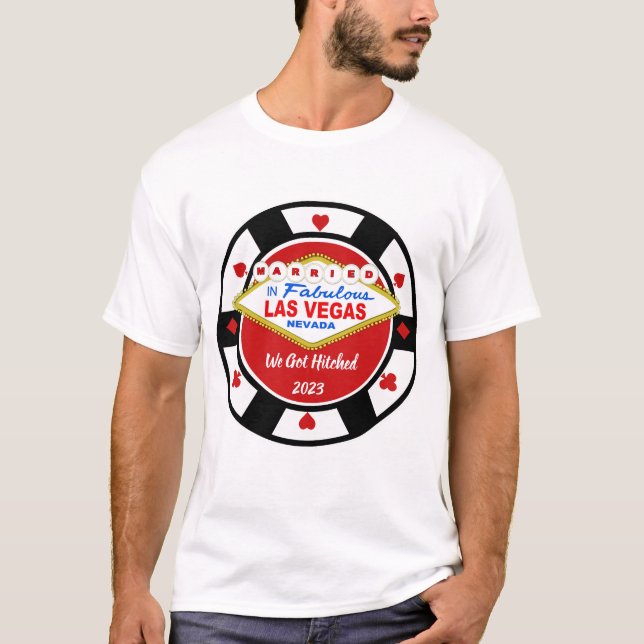 Hitched in Vegas Poker Chip T-Shirt (Framsida)