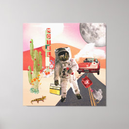 Hitchhiking Astronaut Surreal Collage Kanvastryck
