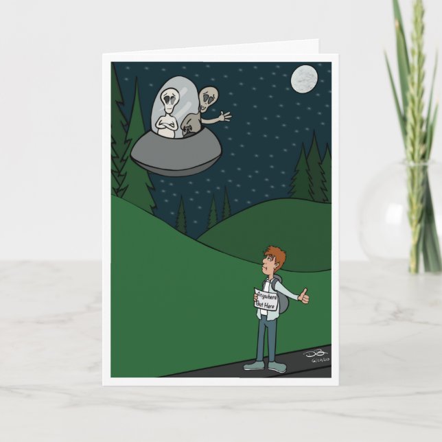 Hitchhiking Foled Greeting Card Kort (Framsida)