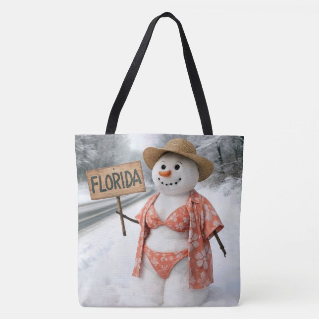 Hitchhiking Snow Lady With Florida Sign Tygkasse (Framsida)