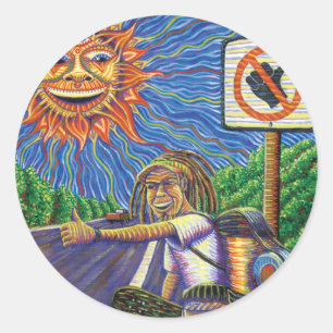 Hitchiking Hobo Runt Klistermärke