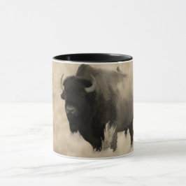 "Hitching a Ride" - Bison-älskare Design Mugg