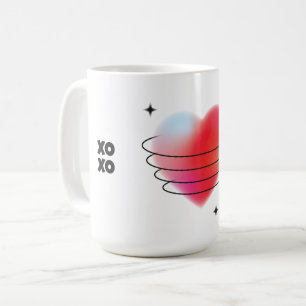 Hitech 3d-hjärta, rymdens hjärta och stjärnor kaffemugg