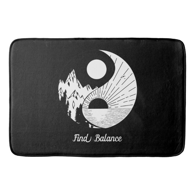 Hitta balans Zen Yin Yang Black White Badrumsmatta (Framsidan)