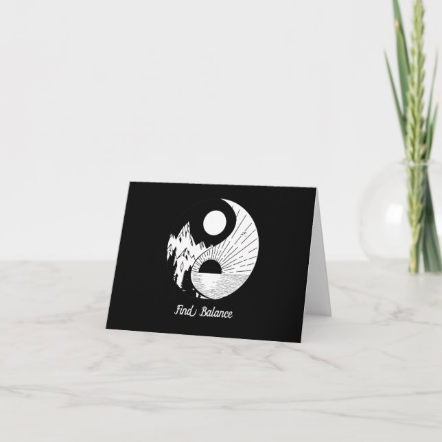 Hitta balans Zen Yin Yang Black White Kort (Framsida)