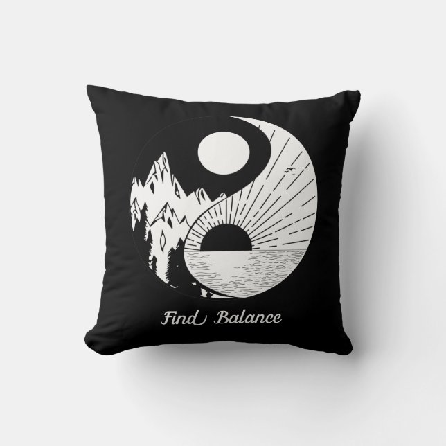 Hitta balans Zen Yin Yang Black White Kudde (Framsida)