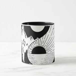 Hitta balans Zen Yin Yang Black White Mugg