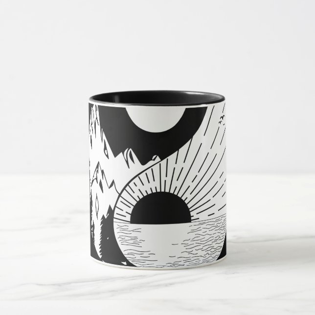Hitta balans Zen Yin Yang Black White Mugg (Center)