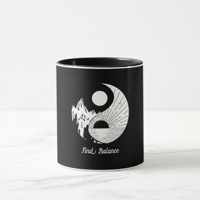 Hitta balans Zen Yin Yang Black White Mugg (Center)