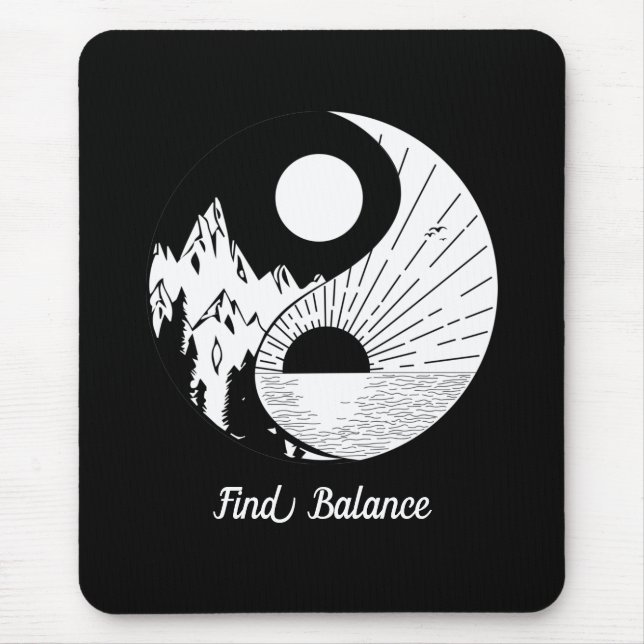Hitta balans Zen Yin Yang Black White Musmatta (Framsidan)