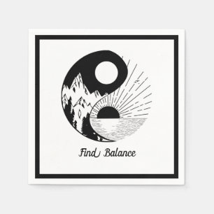 Hitta balans Zen Yin Yang Black White Pappersservett