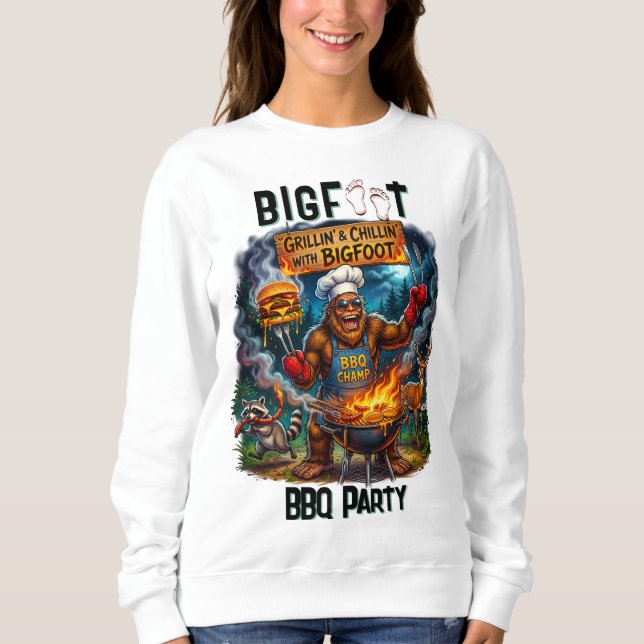 Hitta Bigfoot Sasquatch Grillfest T Shirt (Framsida)