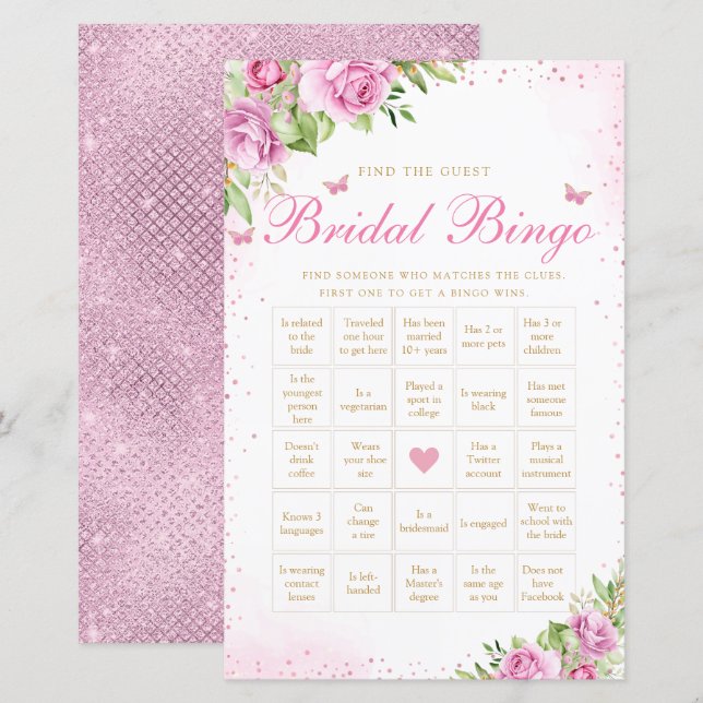 Hitta Bingo Shower Bingo-spel för gäst (Fram/baksida)