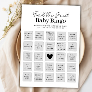 Hitta Bingo-spelkortet för gästbabyskor Inbjudningar