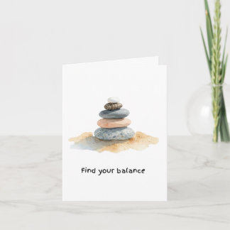 Hitta din balans Vattenfärg Zen Pebble Stack Anteckningskort