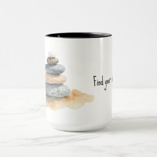 Hitta din balans Vattenfärg Zen Pebble Stack Mugg