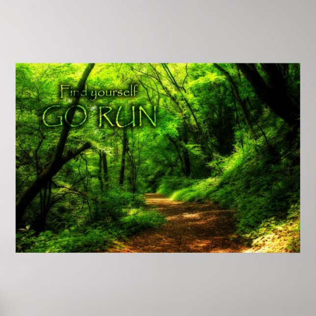 Hitta din egen Go Springa Magic Forest Motivationa Poster (Framsidan)