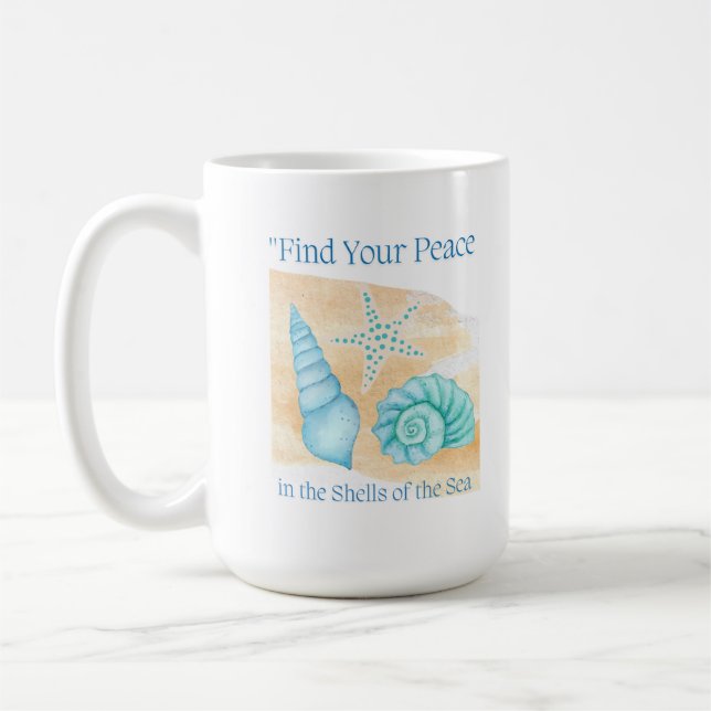 Hitta din fred i havets snäckor. kaffemugg (Vänster)