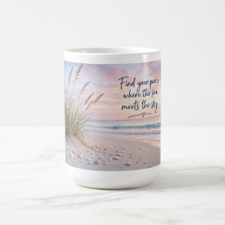 Hitta din frid där havet möter himlen Strand Kaffemugg