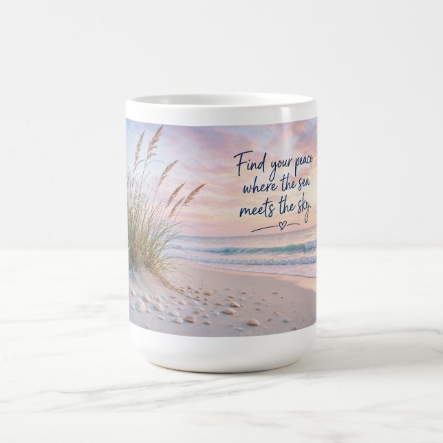Hitta din frid där havet möter himlen Strand Kaffemugg (Center)