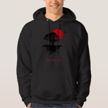 Hitta din frid Röda solträd hoodie