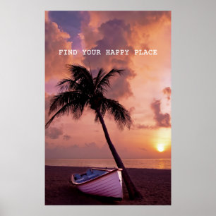 Hitta din Lycklig Ställe - vackra stranden, Handf Poster