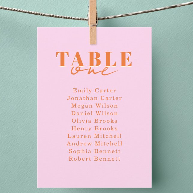 HITTA DIN PLATS! Rosa Orange Fet Siffrig Bröllopss Inbjudningar (FIND YOUR SEAT! Pink Orange Bold Font Wedding Cards)