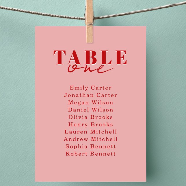 HITTA DIN PLATS! Rosaröd Fet Bröllopsskrift Inbjudningar (FIND YOUR SEAT! Blush Red Bold Font Wedding Cards)