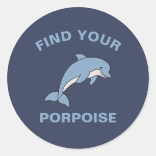 Hitta din Porpoise, ynka havsfisk, fiskpun Runt Klistermärke