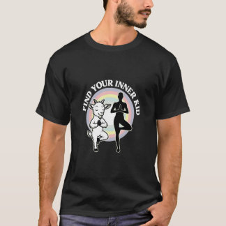 Hitta Ditt Inre Kid Goat Yoga Regnbåge Zen Yoga Po T Shirt