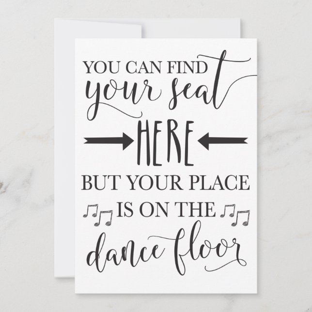Hitta ditt säte här Bröllop Poster ett kort 5 x 7 (Framsida)