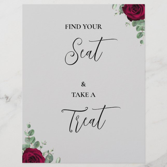 Hitta ditt säte och ta ett Beat Röd ros Wed. (Framsida)