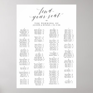 Hitta ditt sittplatsdiagram i alfabetisk Bröllop Poster