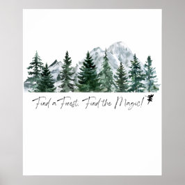 Hitta en skog. Hitta magin! Digital utskrift Poster