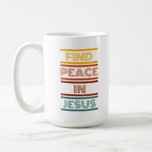 Hitta fred i Jesus. Retro Coffee Mugg