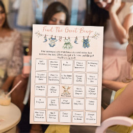 Hitta Gäst Baby Shower Klädstreck Bingo Kort