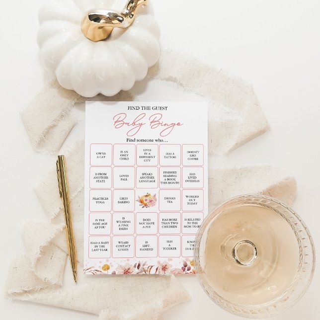 Hitta Gäst BINGO Baby Shower Spelkort Höst Inbjudningar (Skapare uppladdad)