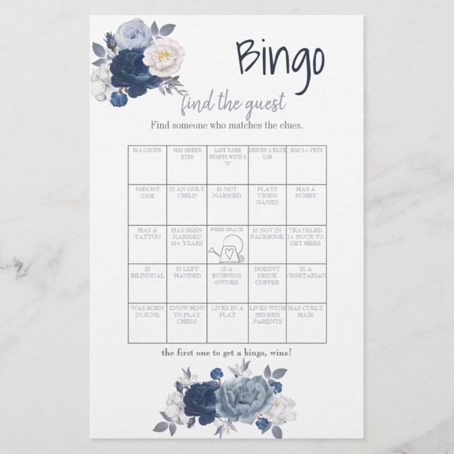 Hitta Gäst-Bingo Bröllopsdusch Spelet Flygblad (Framsidan)