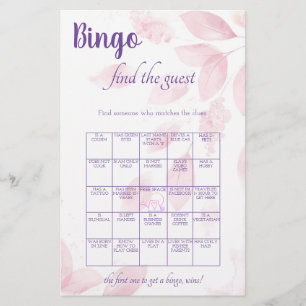 Hitta Gäst-Bingo Bröllopsdusch Spelet Flygblad