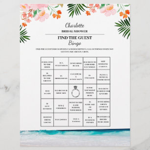 Hitta Gäst Bröllopsfest Bingo Beach Tema Reklamblad