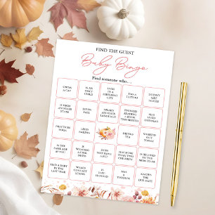 Hitta Gästen Fall Baby Shower Bingo Spel Inbjudningar