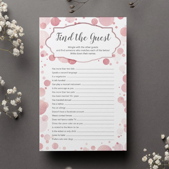 Hitta gästen | Glam Polka dots Baby Shower Game (Skapare uppladdad)