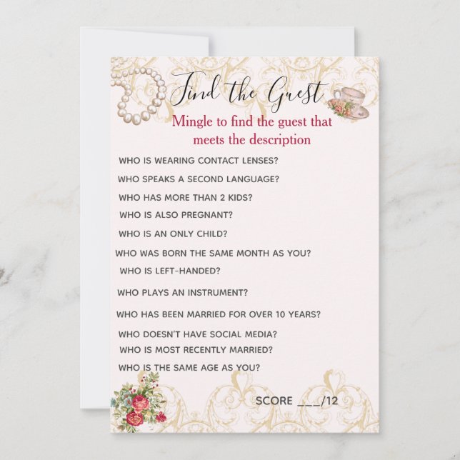 Hitta gästen inbjudningar (Framsida)