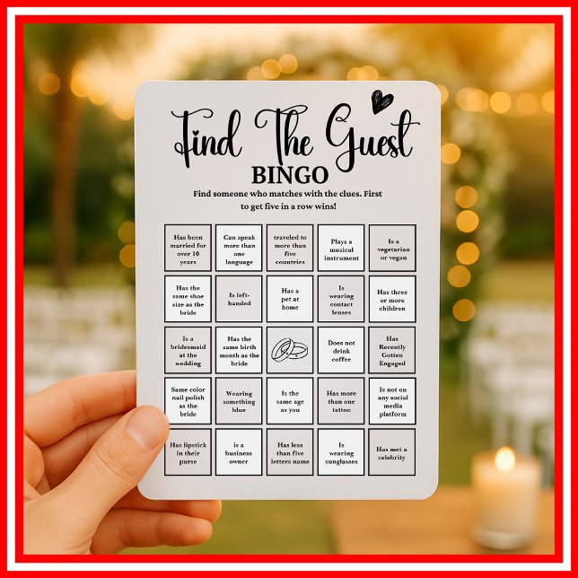 Hitta Gästens Bingo Bröllopsduschspel Modernt Inbjudningar (Skapare uppladdad)