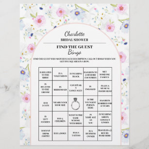 Hitta Gästens Bröllopsduschbingo Blommig Reklamblad