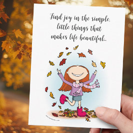 Hitta glädje i den enkla, lilla sak-tjejen som spe vykort